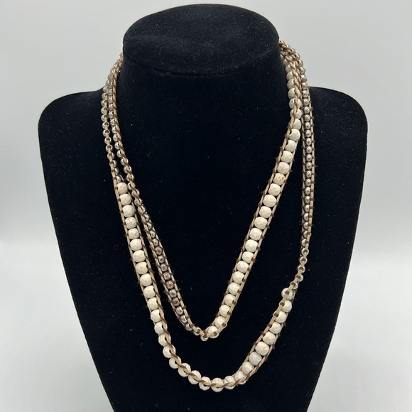 BEIGE NECKLACE or WRAP BRACELET - Picture 2 of 7